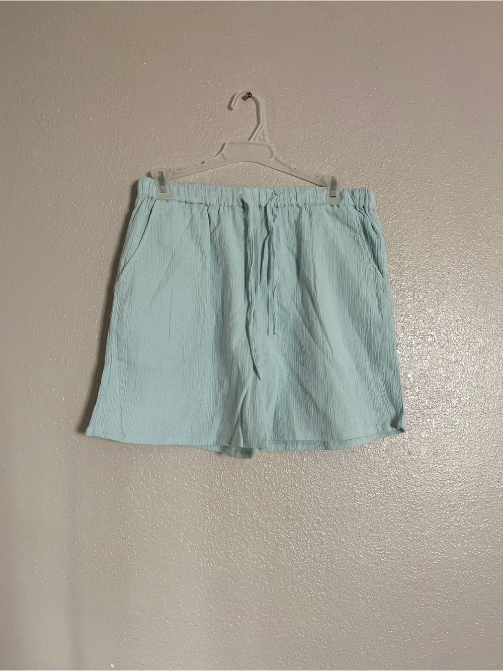 Loungees 100% cottonWomen's Light Aqua Drawstring Hybrid Shorts